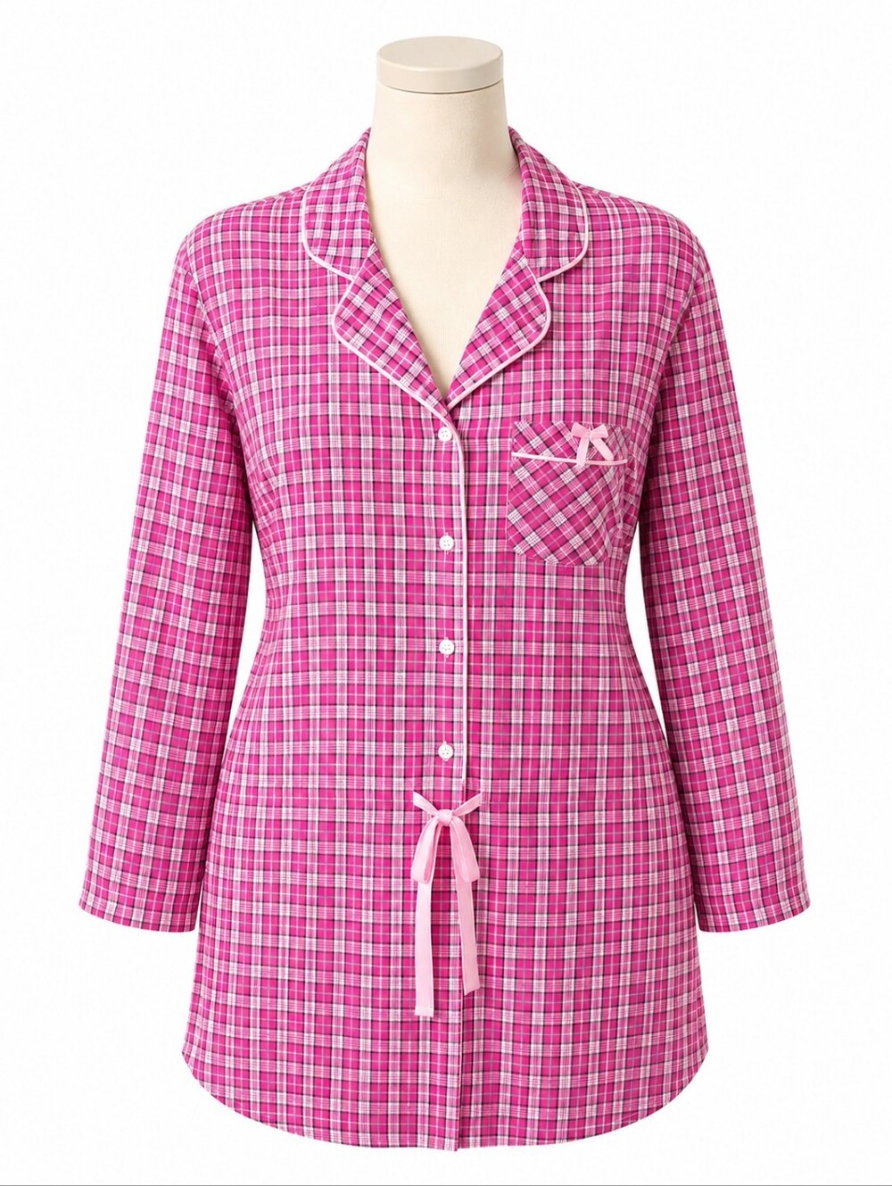 Victorias Secret Flannel Sleep Shirt Nightgown Dress Pink Plaid NWT Sz XS Lounge